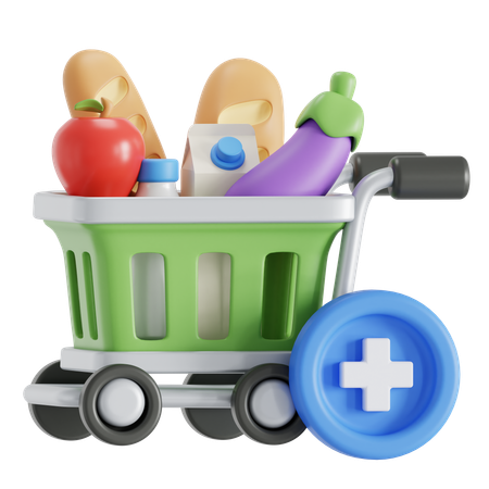 Add the items in shopping trolley  3D Icon