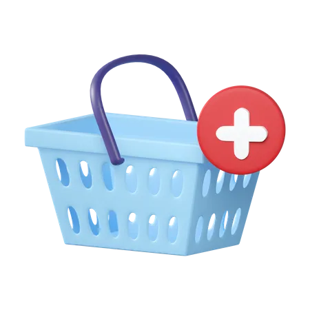 3 D Rendering Of Shooing Basket And Add Icon Isolated 3D Illustration