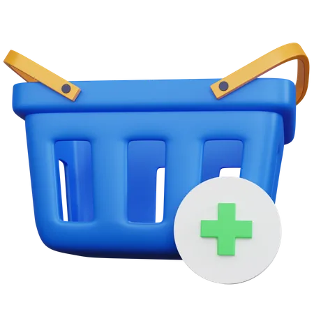 3 D Rendering Blue Shopping Cart With Icon Add Isolated 3D Icon