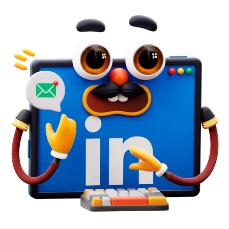 Adesivo do LinkedIn  3D Illustration