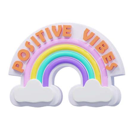 Adesivo Arco-Íris Vibrações Positivas  3D Icon