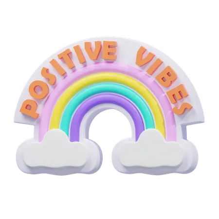 Adesivo Arco-Íris Vibrações Positivas  3D Icon