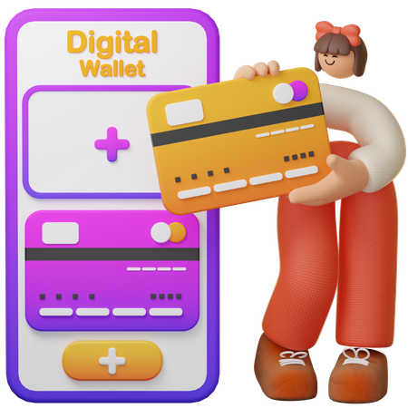Adicionar cartão de crédito à carteira digital  3D Icon