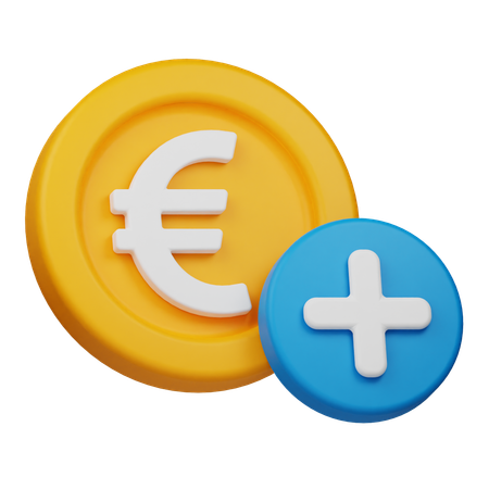 Adicionar moeda de euro  3D Icon