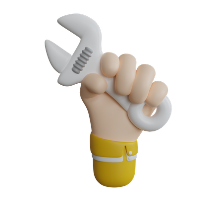 Adjustable Wrench In Hand  3D Icon
