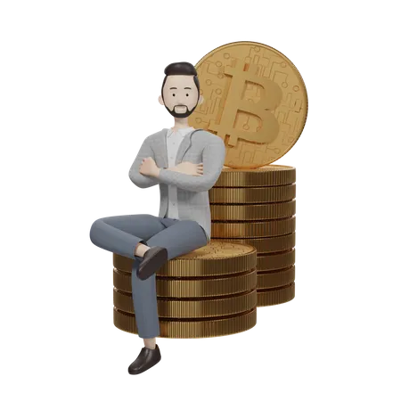 Administrador de bitcoins  3D Illustration