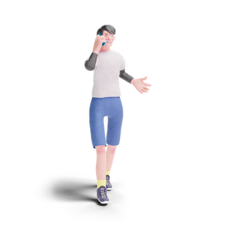 Adolescent parlant sur smartphone  3D Illustration