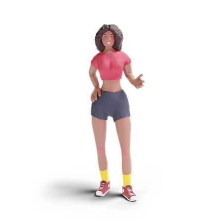 Adolescente afro-américaine debout  3D Illustration