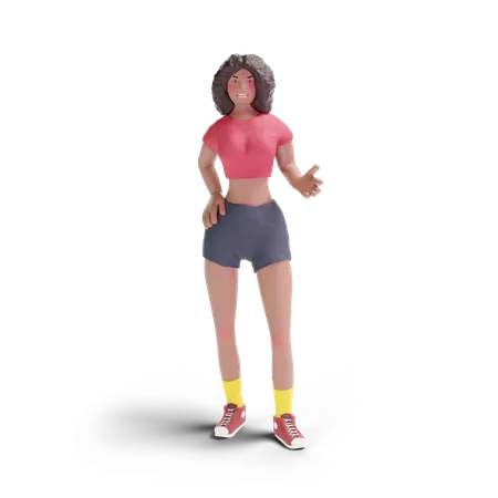 Adolescente afro-américaine debout  3D Illustration