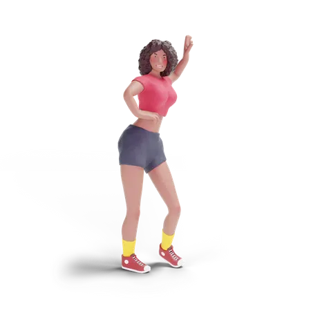 Adolescente afroamericana bailando  3D Illustration