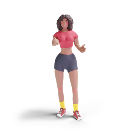 Adolescente afroamericana explicando  Ícono 3D