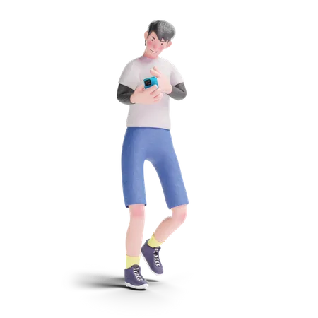Adolescente usando smartphone  3D Illustration