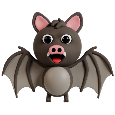 Adorable Cartoon Bat  3D Icon