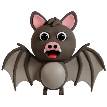 Adorable Cartoon Bat  3D Icon