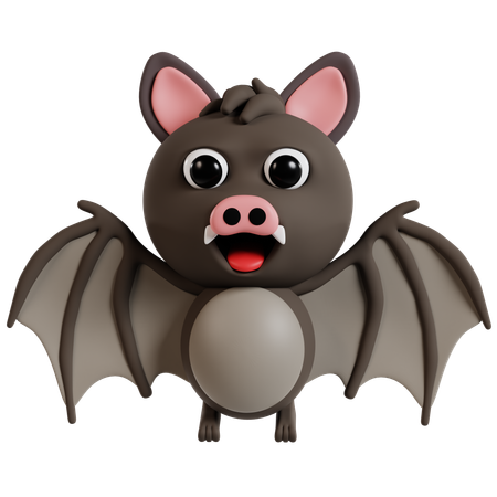 Adorable Cartoon Bat  3D Icon