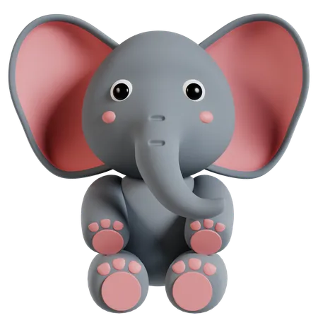 Adorable figurine d'éléphant  3D Icon