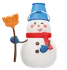 Adorable Snowman With Broom