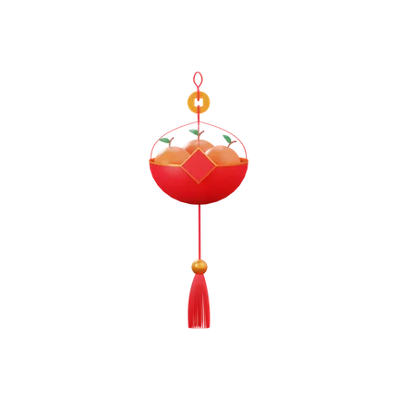 Adorno de fruta china  3D Illustration
