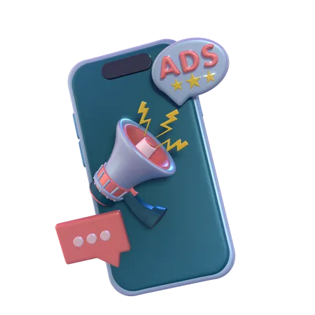 Promote Your Ads With Style Using This 3 D Smartphone Ads Announcement Illustration 3D Icon