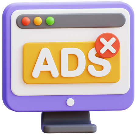 Ads Block  3D Icon