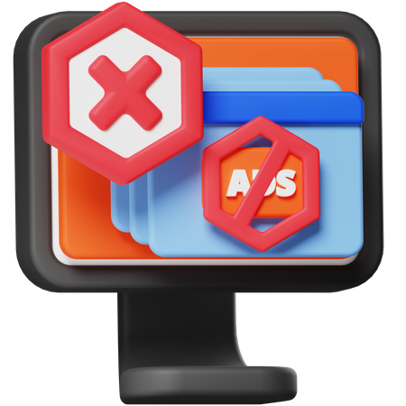 Ads Block  3D Icon