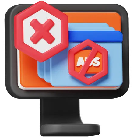 Ads Block  3D Icon