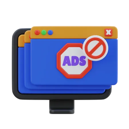 Ads Block  3D Icon