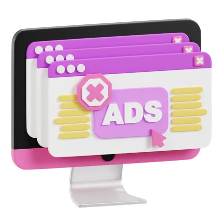 Ads Block  3D Icon