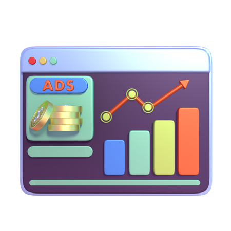 Ads Revenue Chart  3D Icon