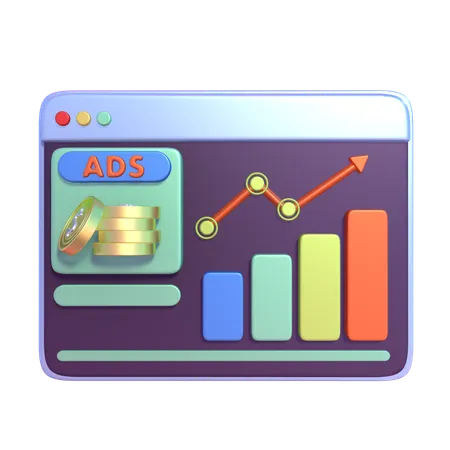 Ads Revenue Chart  3D Icon