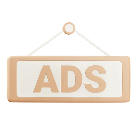 3 D Ads Sign With Alpha Background 3D Icon