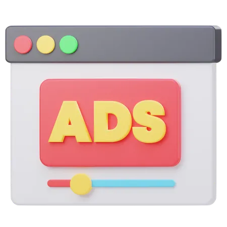 Video Ads 3 D Illustration 3D Icon