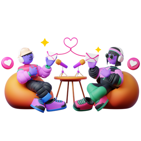 성인의 사랑 생활 팟캐스트  3D Illustration