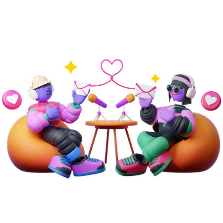 성인의 사랑 생활 팟캐스트  3D Illustration