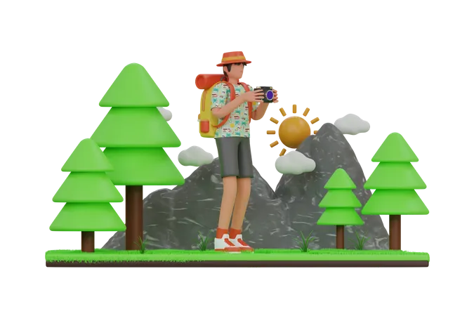 Adventure Holiday 3D Illustration
