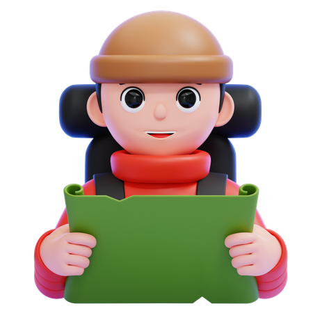 Adventurer Holding A Map  3D Icon