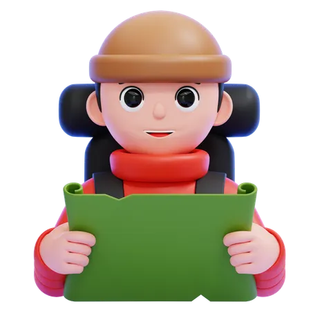 Adventurer Holding A Map  3D Icon