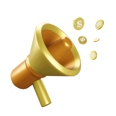 3 D MEGAPHONE ADS WITH HIGH QUALITY RENDER AND TRANSPARENT BACKGROUND 3D Icon