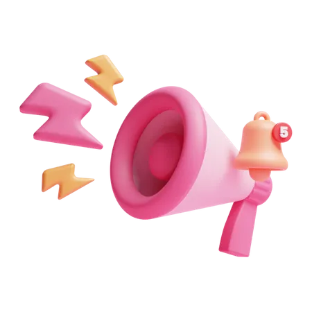 3 D Megaphone Speaker With Notification Icon Bell Or 3 D Megaphone Speaker Announce Promotion Icon 3D Icon