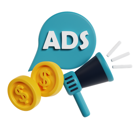 Advertising with Money and Megaphone  3D Icon
