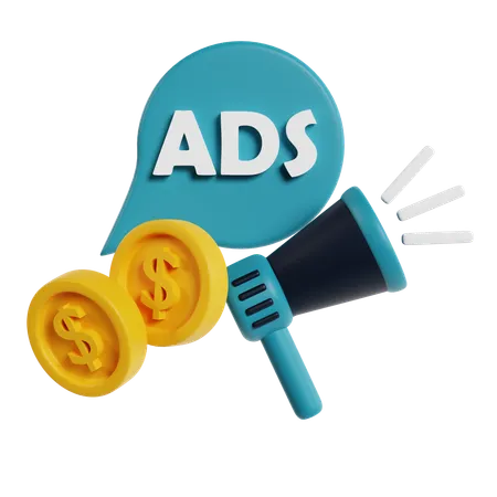 Advertising with Money and Megaphone  3D Icon