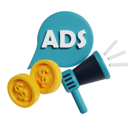 Advertising with Money and Megaphone  3D Icon