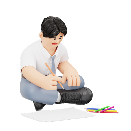 Affiche d'un groupe de dessin d'étudiants masculins  3D Illustration