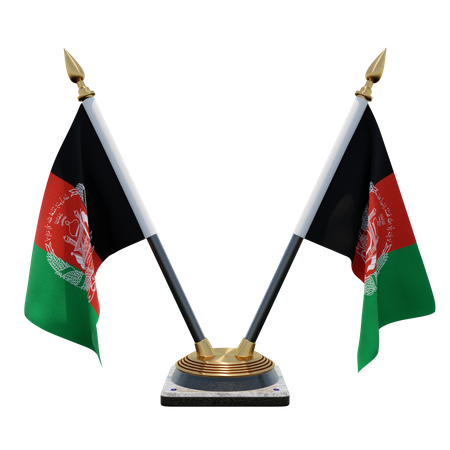 Afghanistan Double (V) Desk Flag Stand 3D Icon