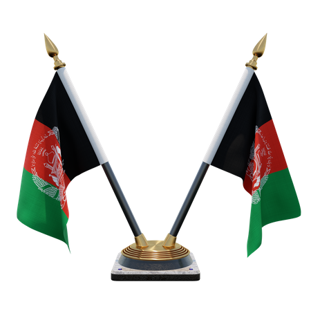 Afghanistan Double (V) Desk Flag Stand  3D Icon