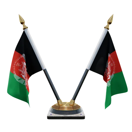 Afghanistan Double (V) Desk Flag Stand  3D Icon