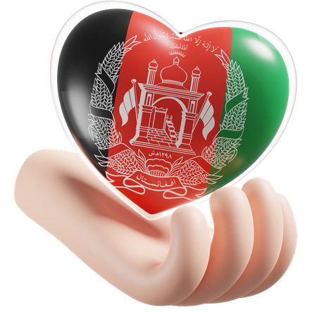 Afghanistan Flagge Herz Handpflege  3D Icon