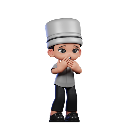 Afraid Cute Chef  3D Icon