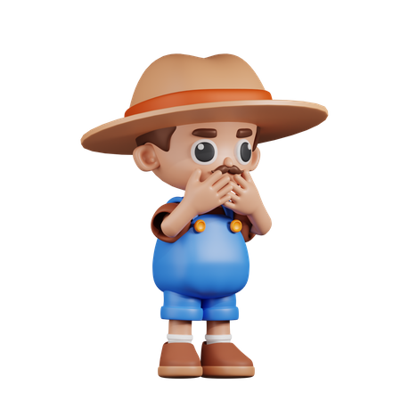 Afraid Farmer  3D Illustration