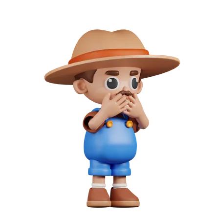 Afraid Farmer  3D Illustration